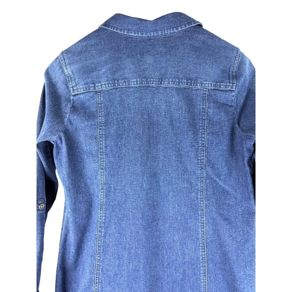 J.jill Country Club Coastal Preppy Denim Button Front Dress, Women's S Petite - Picture 6 of 8